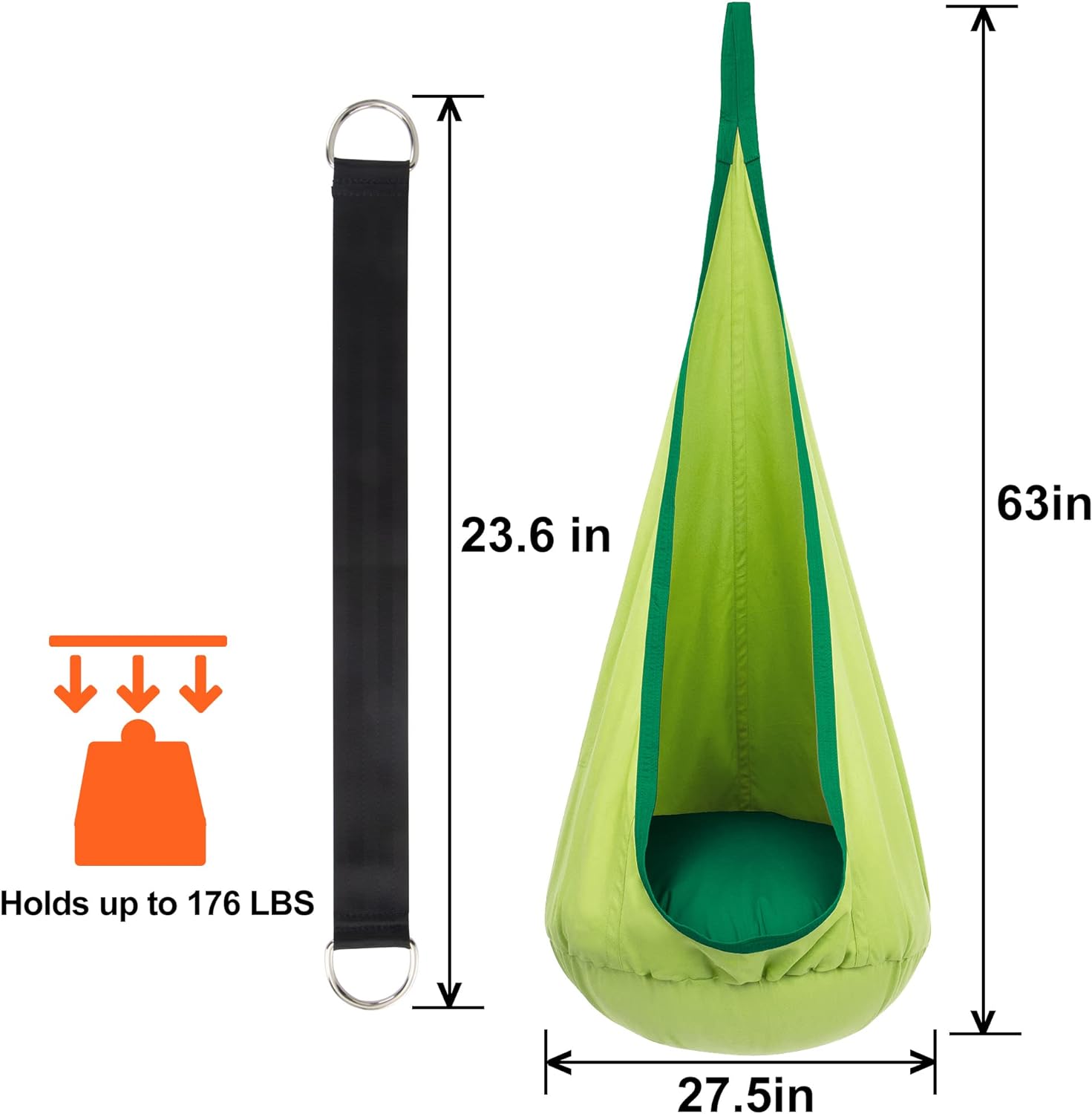 Kinderhangstoel voor Binnen & Buiten – Comfortabele Schommelstoel met Kussen | CocoonNest van HushPlay