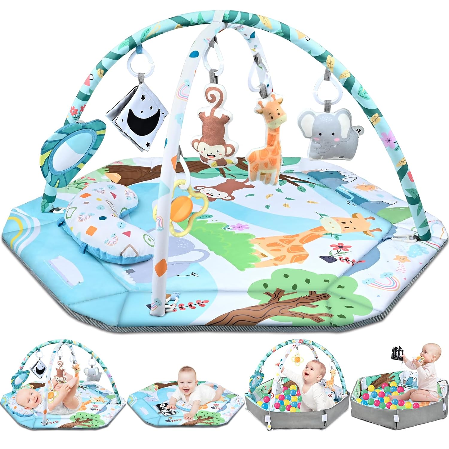SensoryHaven™ 8-in-1 Baby Speelkleed met 6 Speeltjes – Stimulatie van Zintuigen en Motoriek voor Baby’s