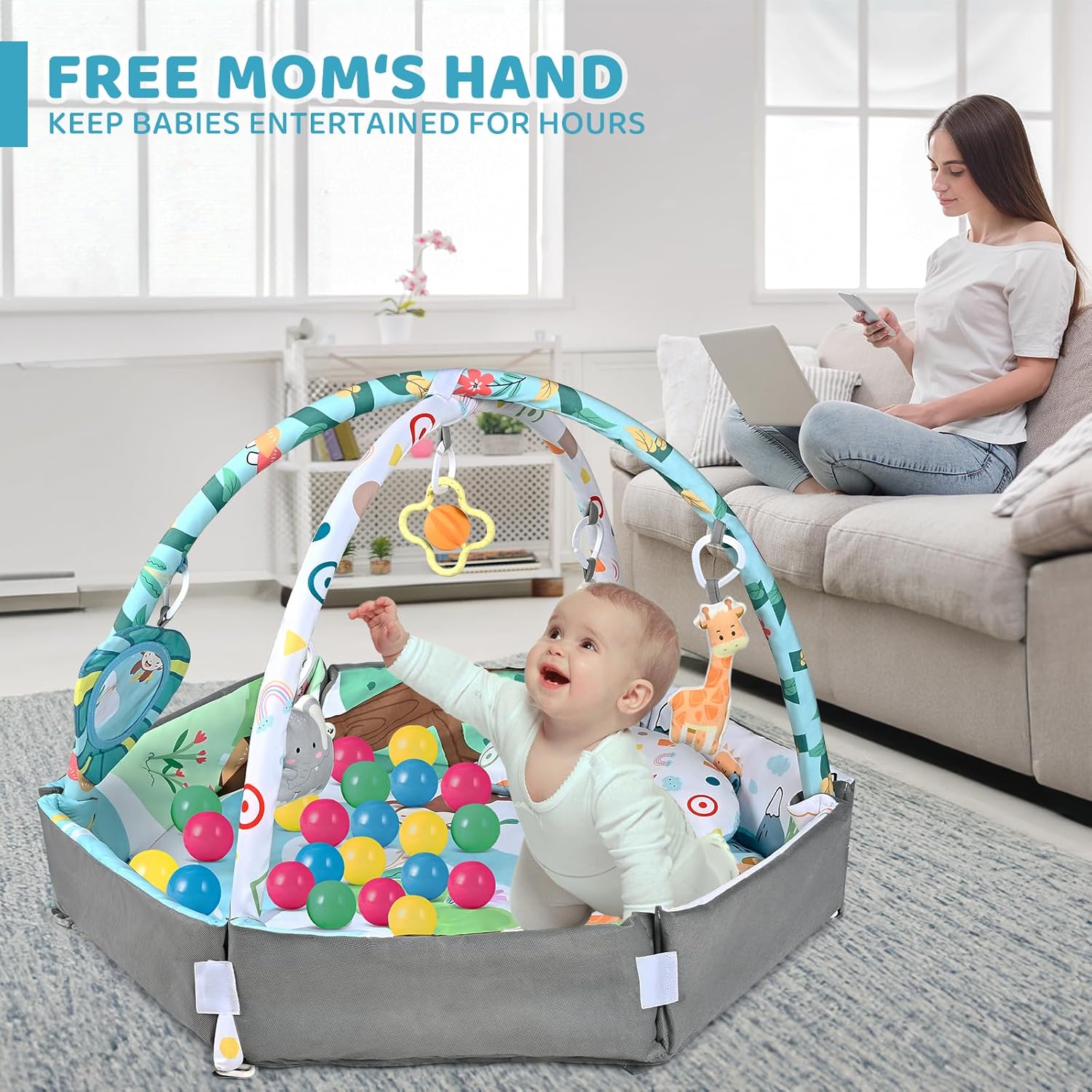 SensoryHaven™ 8-in-1 Baby Speelkleed met 6 Speeltjes – Stimulatie van Zintuigen en Motoriek voor Baby’s