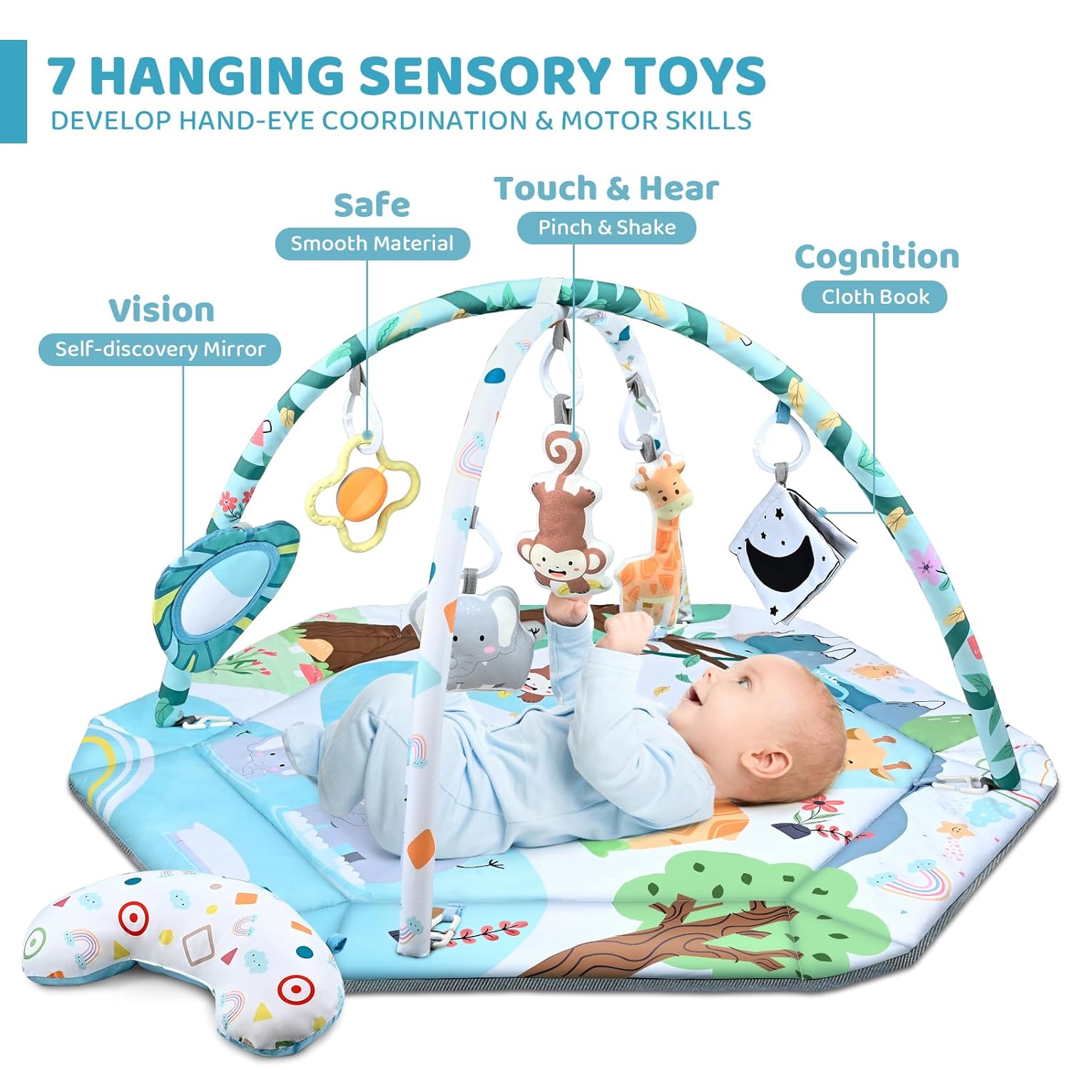 SensoryHaven™ 8-in-1 Baby Speelkleed met 6 Speeltjes – Stimulatie van Zintuigen en Motoriek voor Baby’s