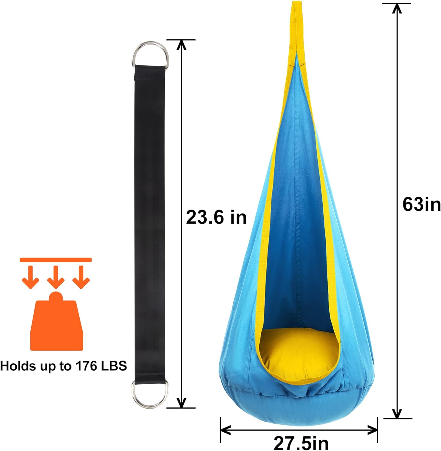 Kinderhangstoel voor Binnen & Buiten – Comfortabele Schommelstoel met Kussen | CocoonNest van HushPlay