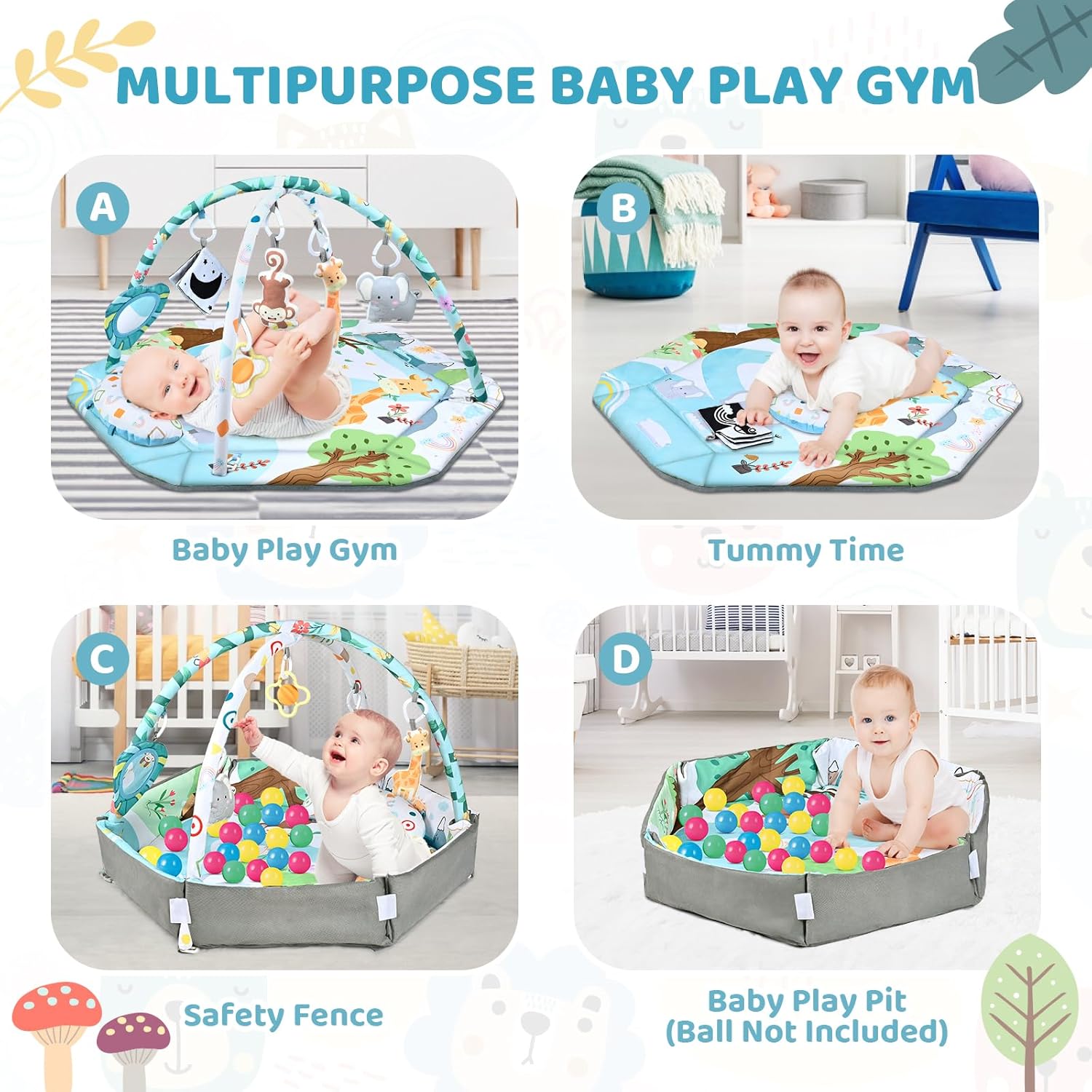 SensoryHaven™ 8-in-1 Baby Speelkleed met 6 Speeltjes – Stimulatie van Zintuigen en Motoriek voor Baby’s